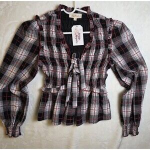 Listicle‎ Women's Size Small Plaid Blouse